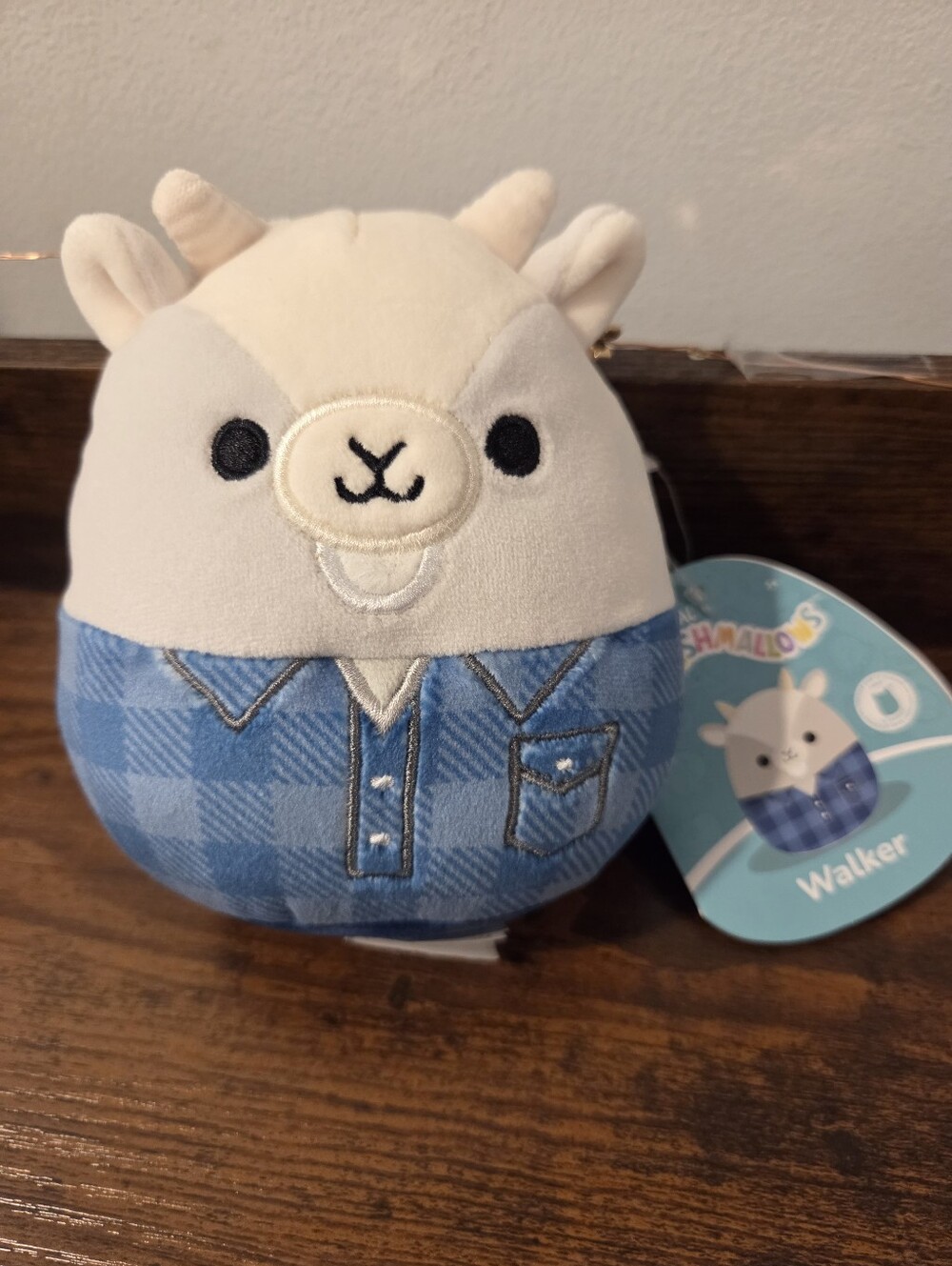 Squishmallows Walker The Goat With Blue Shirt NWT 5"
